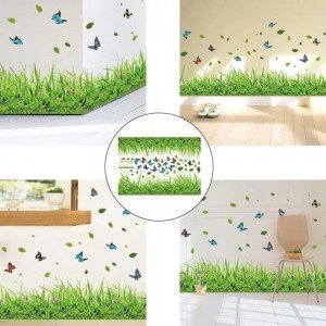 3D GREEN GRASS STICKER WITH BUTTERFLY - Win Bachat