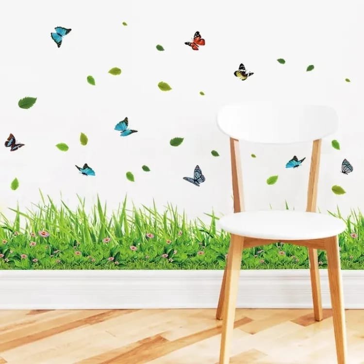3D GREEN GRASS STICKER WITH BUTTERFLY - Win Bachat