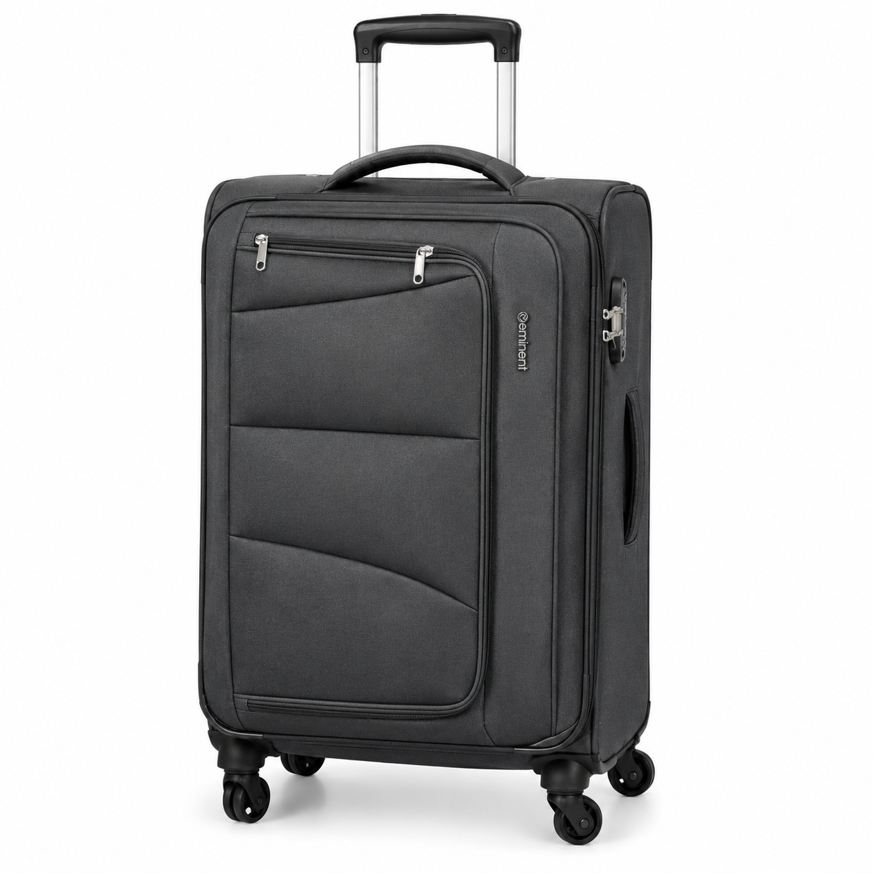 Eminent Softside Suitcase Features A Telescoping Handle And Four Spinner Wheels For Easy Navigation - Black