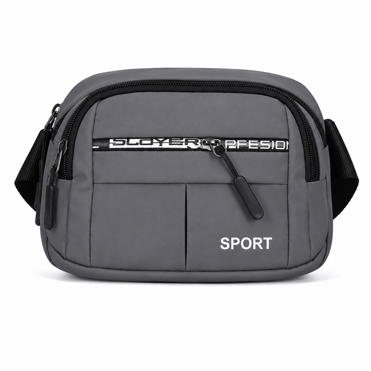 Mens Sport Multi Pocket Sling Bag ADJ Strap - Gray