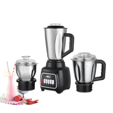 Anex 3-in-1 Blender & Grinder Set with Stainless Steel Jars (AG-6139) - Win Bachat
