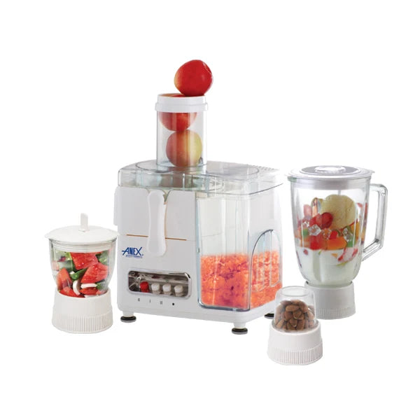 Anex 4-in-1 Juicer, Blender, Chopper & Dry Grinder - White (AG-184GL) - Win Bachat