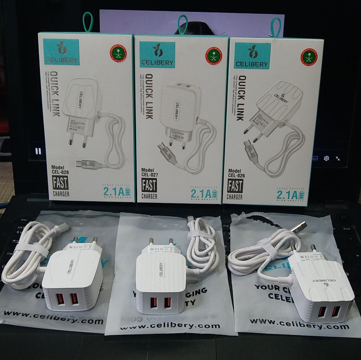 Celibery Quick Link 2.1A Dual USB Fast Charger with Charging Cable β CEL-026 / CEL-027 / CEL-028 - Win Bachat