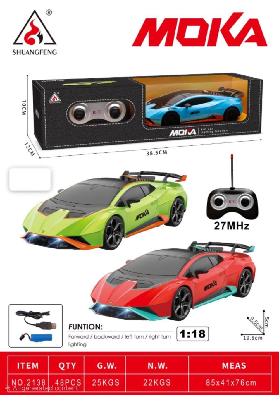 MOKA RC Sports Car with LED Lights (Rechargeable) - Win Bachat