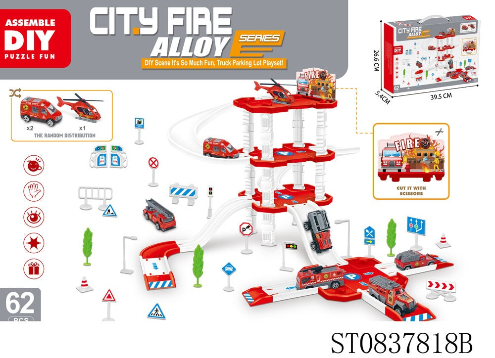 DIY City Fire Rescue Parking Garage Playset - Win Bachat