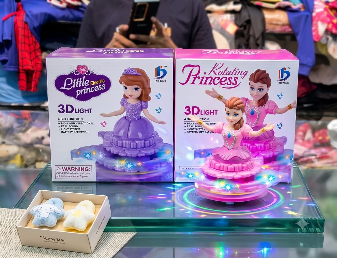 Rotating Princess 3D Light & Music Electric Toy - Win Bachat