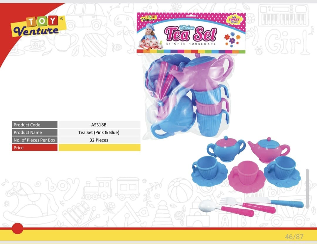 Pink & Blue Tea Set for Kids - AS318B - Win Bachat
