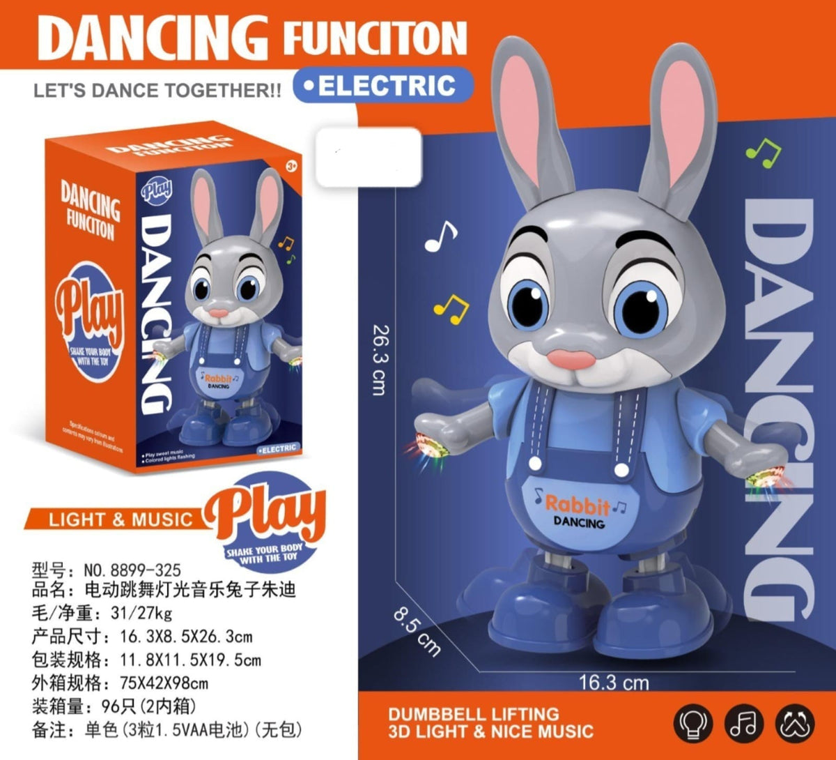 Dancing Rabbit Electric Toy with Light & Music - 8899-325 - Win Bachat