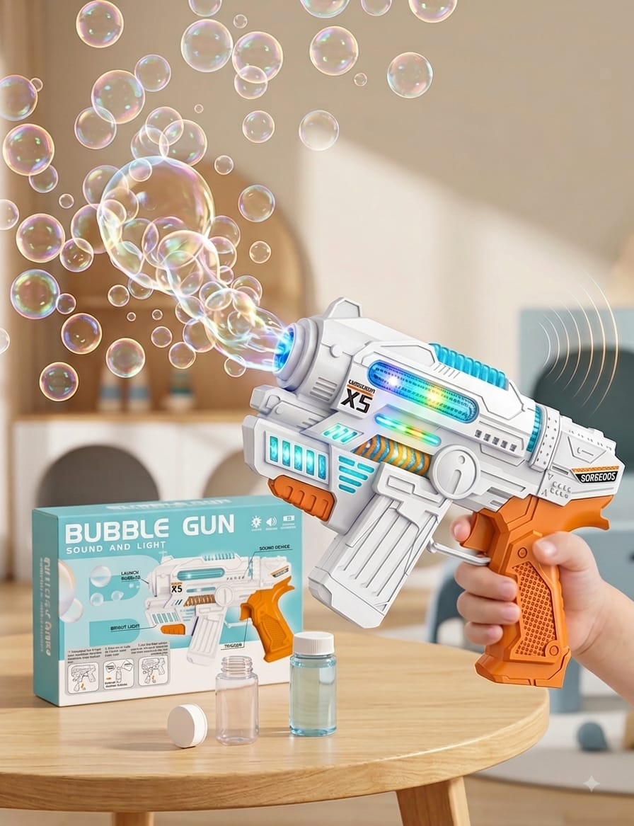 X5 Electronic Bubble Gun with Sound & Light - Win Bachat