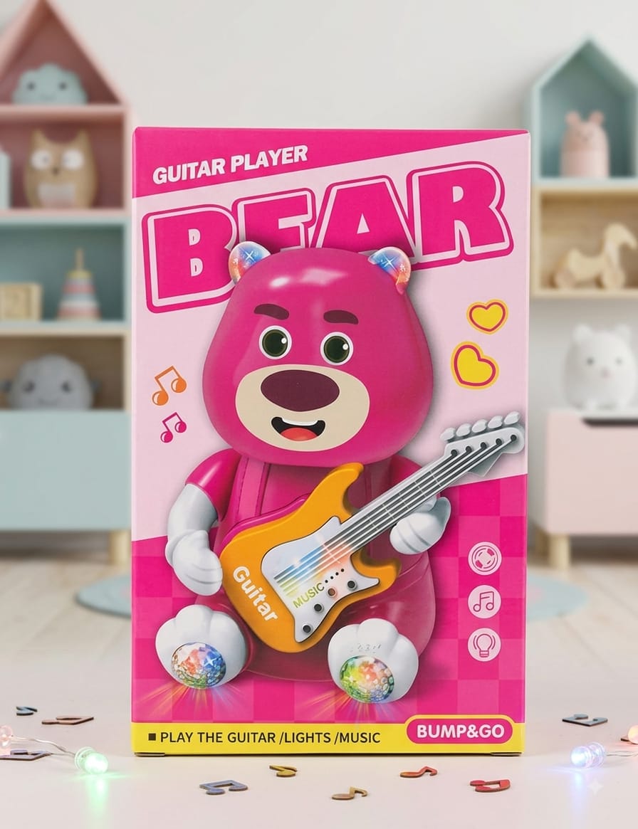 Guitar Player Bear Bump & Go Musical Toy - Win Bachat