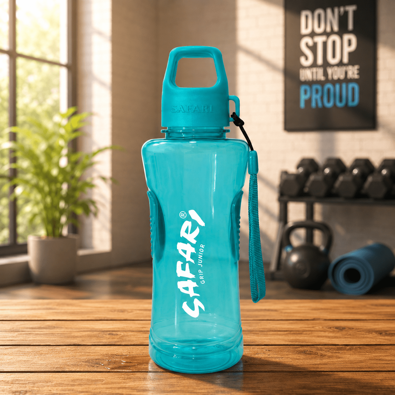 Aqua Blue Grip Water Bottle - Win Bachat