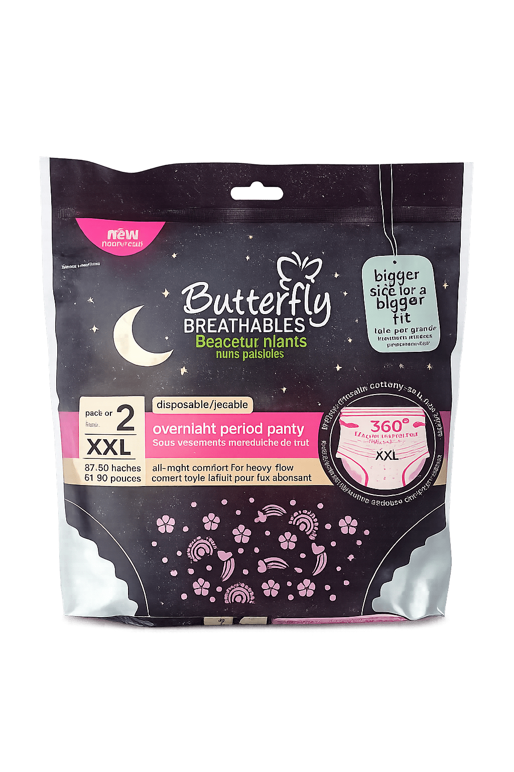 Butterfly Breathables Overnight Period Panty XXL - 2 Pieces - Win Bachat