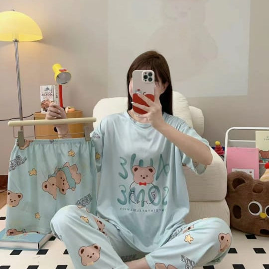 CUTE GIRLS 3 PCS NIGHTWEAR (THAILAND) - MALAI COTTON - Win Bachat