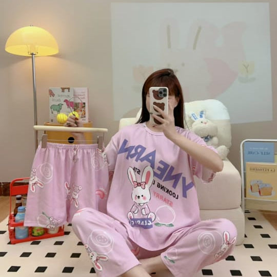 CUTE GIRLS 3 PCS NIGHTWEAR (THAILAND) - MALAI COTTON - Win Bachat