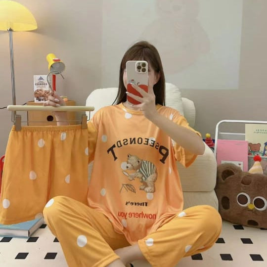 CUTE GIRLS 3 PCS NIGHTWEAR (THAILAND) - MALAI COTTON - Win Bachat