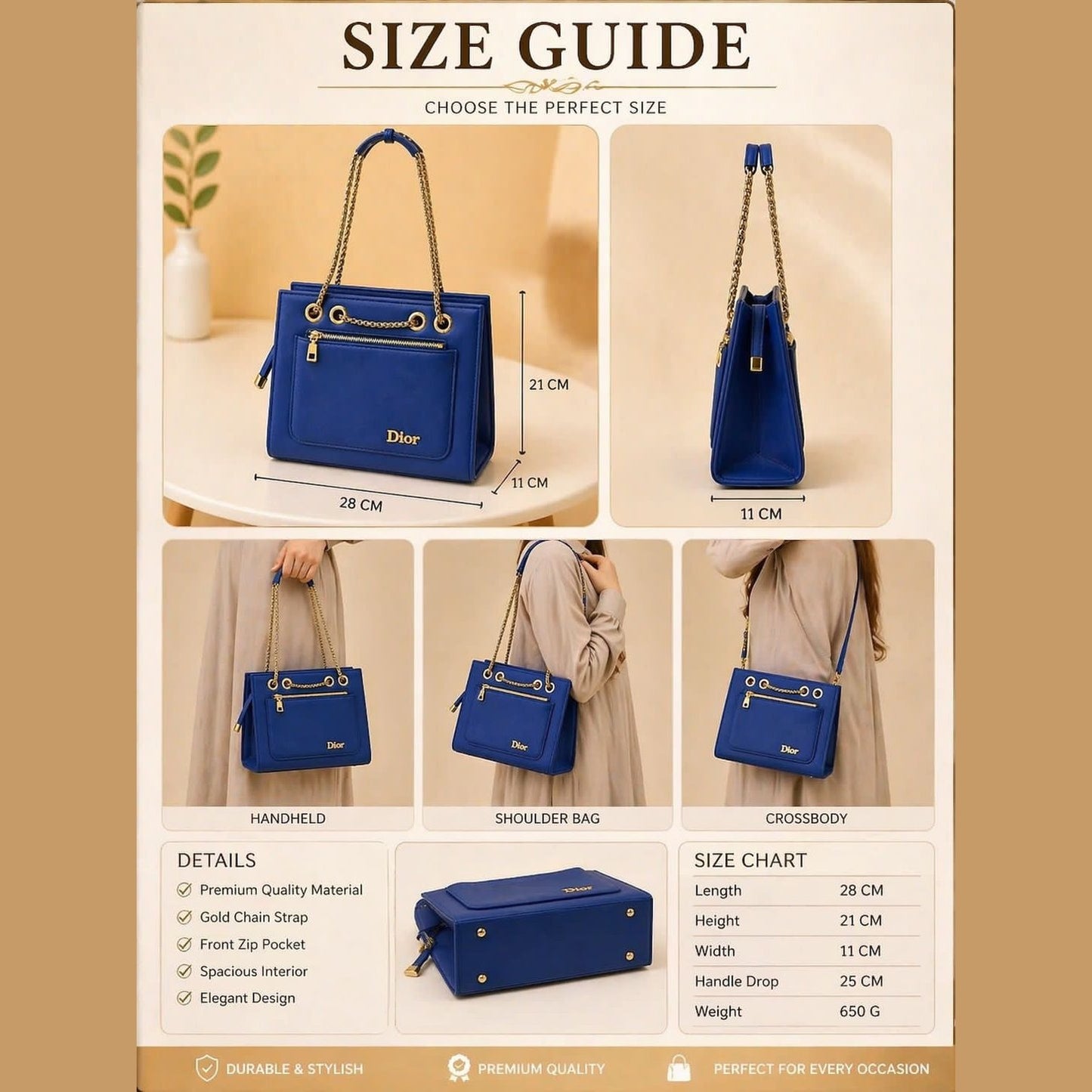 DIOR DOUBLE CHAIN BAG - HB023 - 7 - Win Bachat