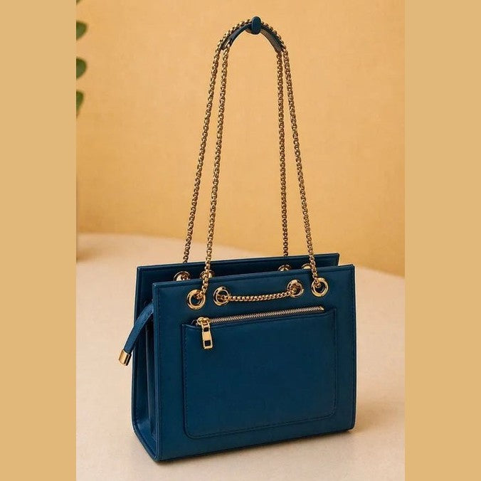 Double Chain Shoulder Bag - Royal Blue - Win Bachat