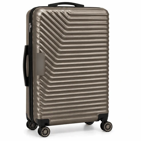 Geometric Hard Shell Spinner Travel Suitcase - Brown - 20 Inch (Small) - Win Bachat