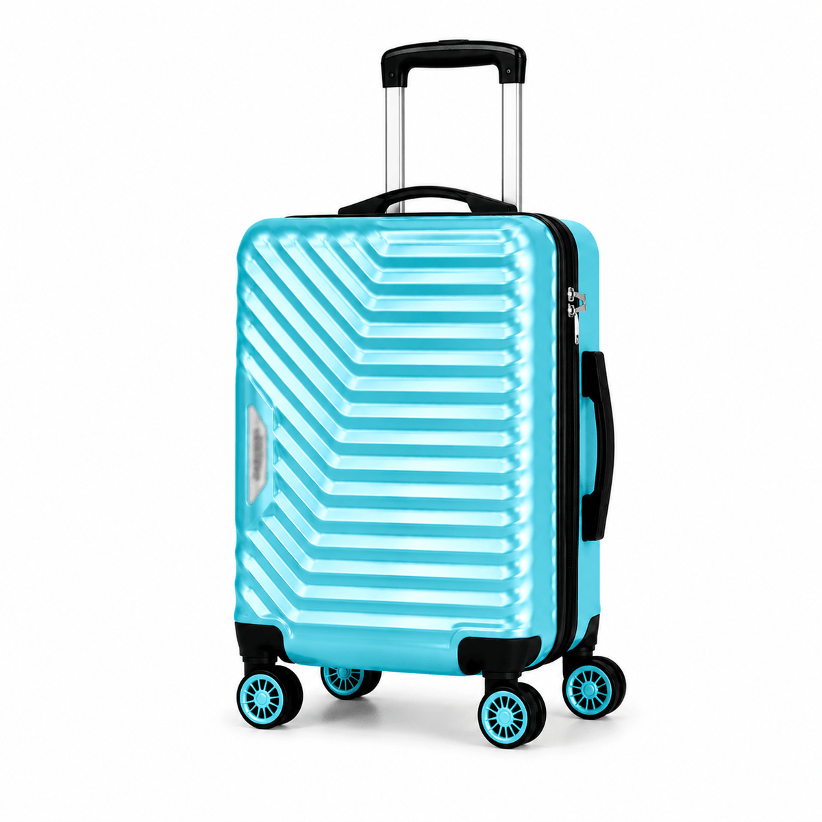 Geometric Hard Shell Spinner Travel Suitcase - Light Blue - 20 Inch (Small) - Win Bachat