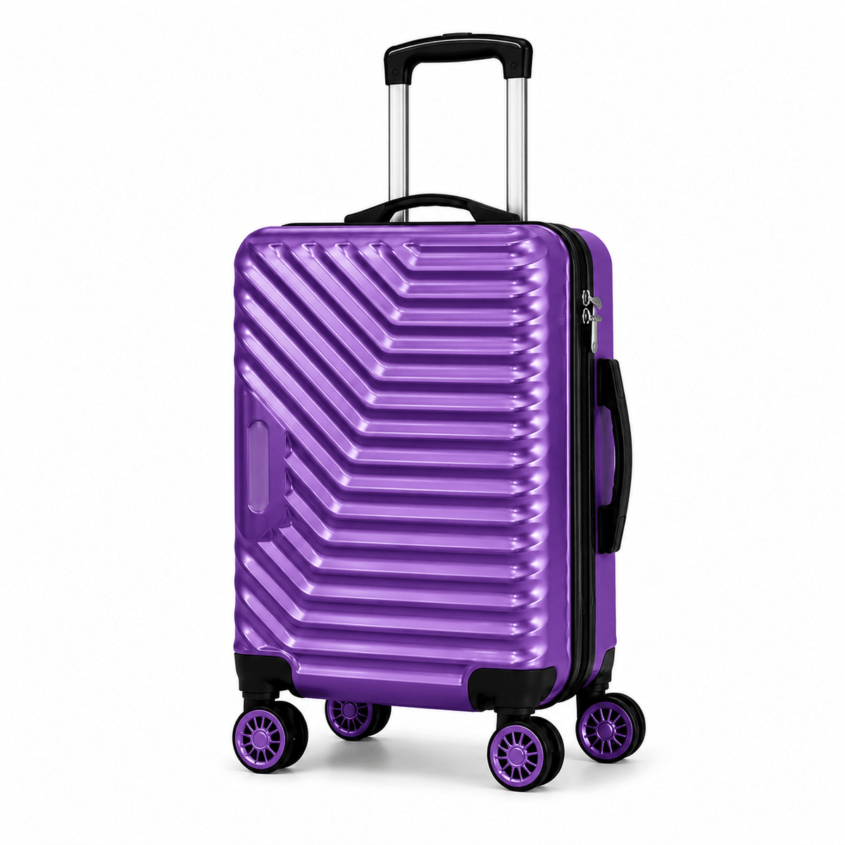 Geometric Hard Shell Spinner Travel Suitcase - Purple - 20 Inch (Small) - Win Bachat