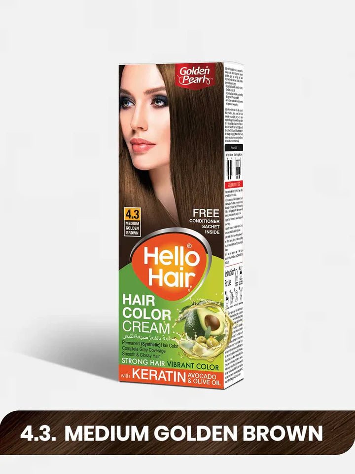 GOLDEN PEARL HELLO HAIR HAIR COLOUR NO :4.3 - MEDIUM GOLDEN BROWN - Win Bachat