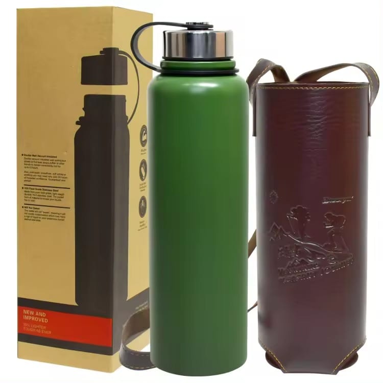 Green Travel Sleeve Stainless Steel Bottle - Win Bachat