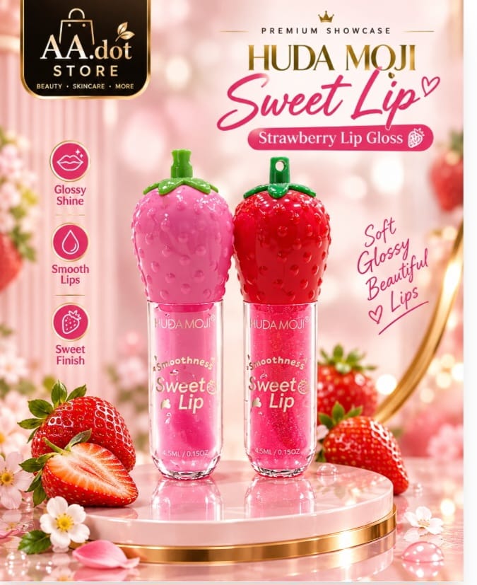 Huda Moji Sweet Lip Strawberry Lip Gloss 4.5ml - Red - Win Bachat