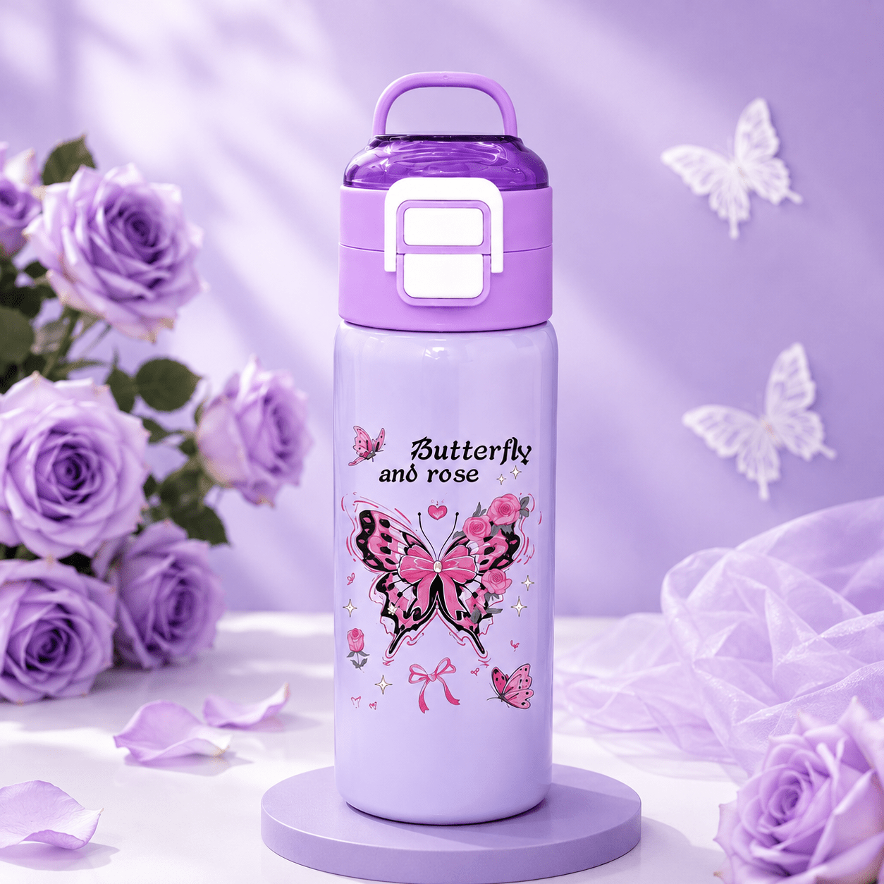 Lavender Butterfly Thermal Bottle - Win Bachat