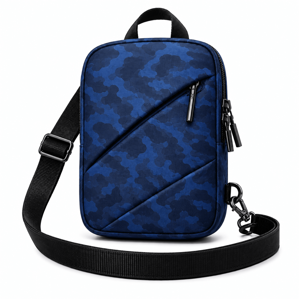 Men Shoulder Bag Small Square Nylon Camouflage Crossbody Bag - Blue - Win Bachat