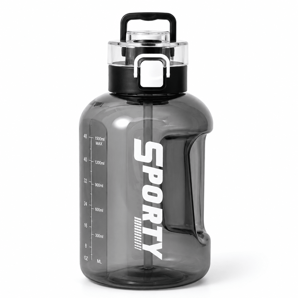 Smoke Grey Sports Water Bottle with Handle – 1500ml - Win Bachat