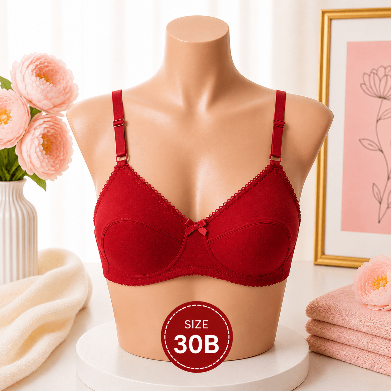 Soft Support Bra - 30B – Maroon - Win Bachat
