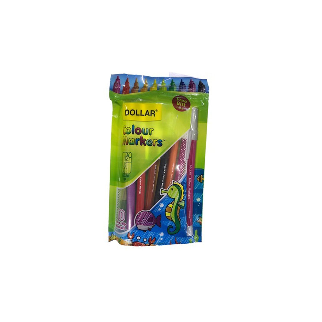Best Dollar Fibre Tip color markers - 10 Pcs Online In Pakistan - Win Bachat