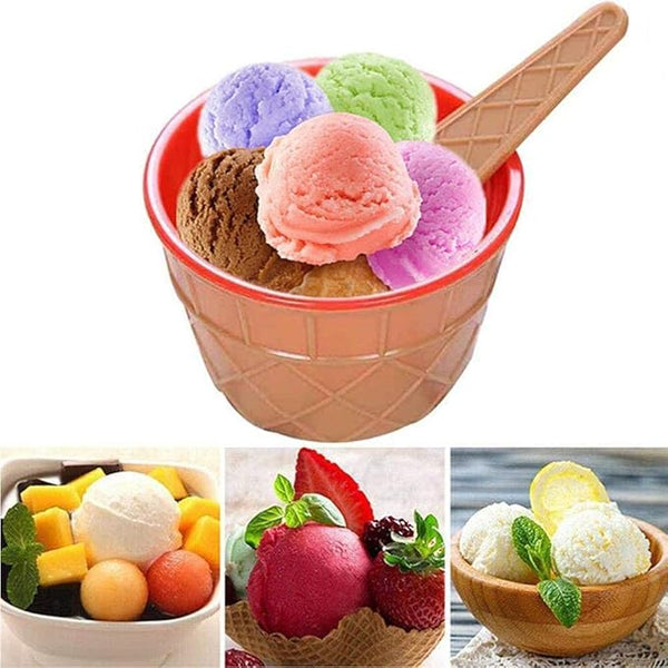 2 ice cream cups with spoons - Win Bachat