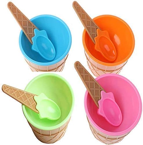2 ice cream cups with spoons - Win Bachat