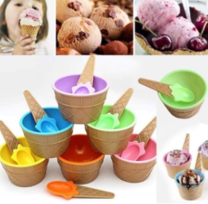 2 ice cream cups with spoons - Win Bachat