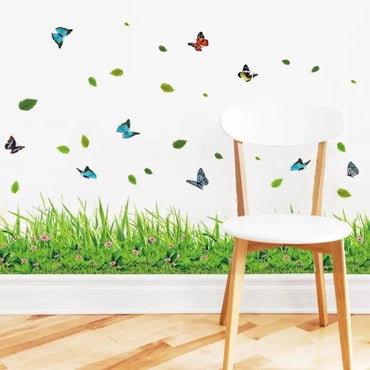 3D GREEN GRASS STICKER WITH BUTTERFLY