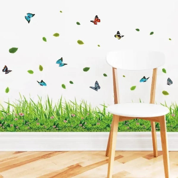 3D GREEN GRASS STICKER WITH BUTTERFLY - Win Bachat