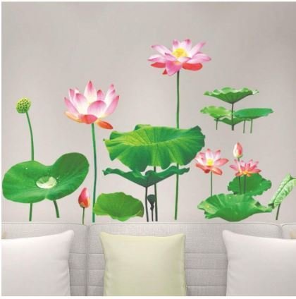 3D Lotus Plant and Flower Wall Adhesive Stickers - Win Bachat