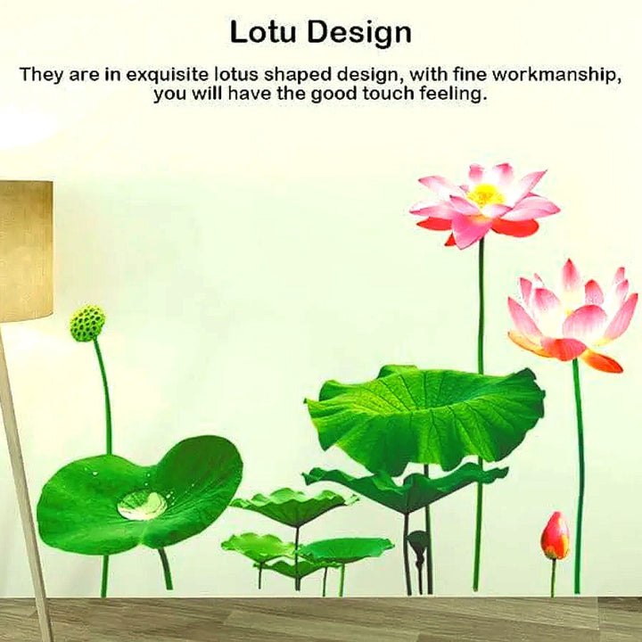 3D Lotus Plant and Flower Wall Adhesive Stickers - Win Bachat