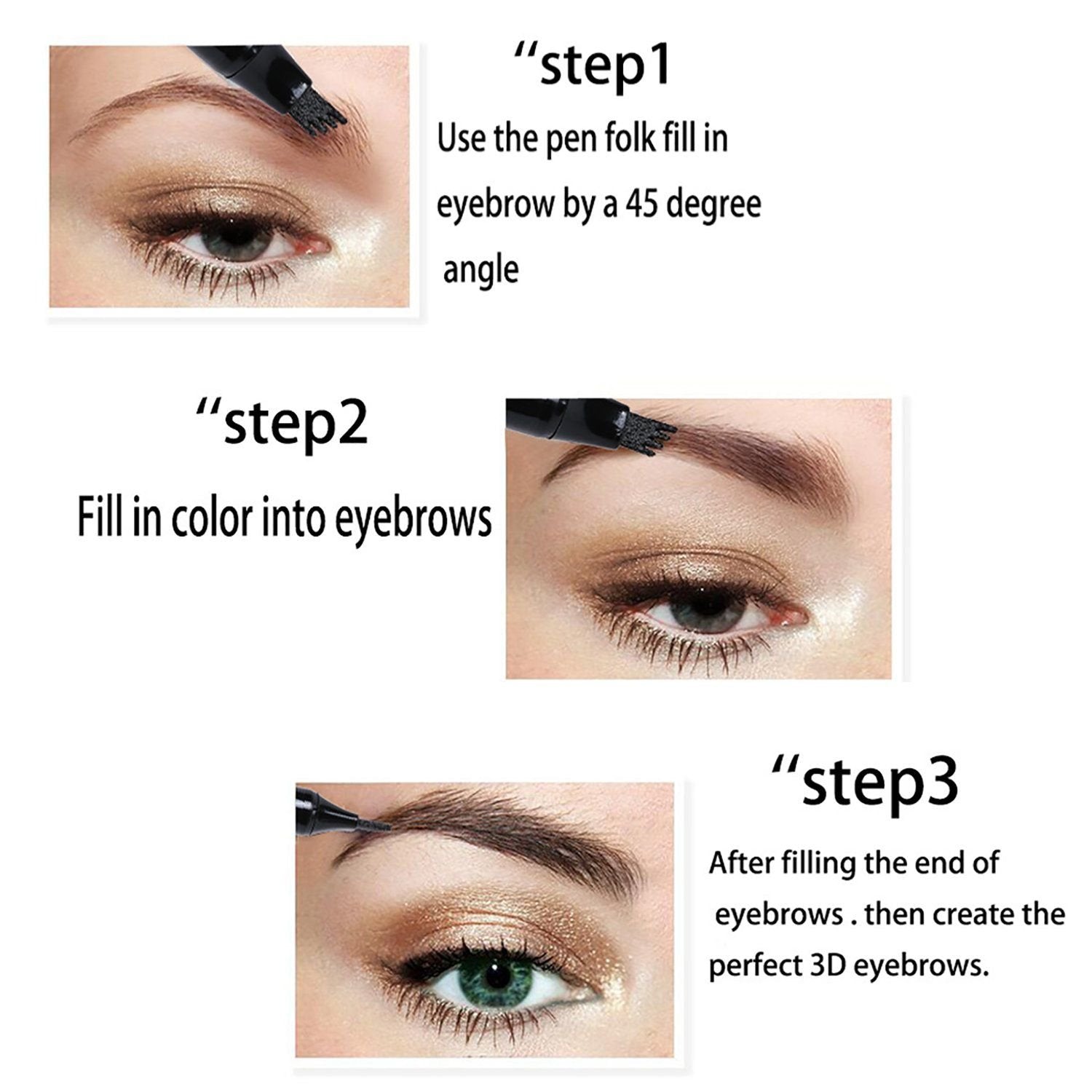 3D Waterproof Microblading Eyebrow Pen 4 Fork Tip Tattoo Pencil - Win Bachat