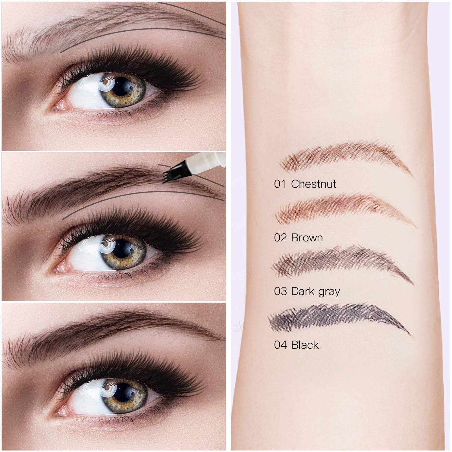 3D Waterproof Microblading Eyebrow Pen 4 Fork Tip Tattoo Pencil - Win Bachat