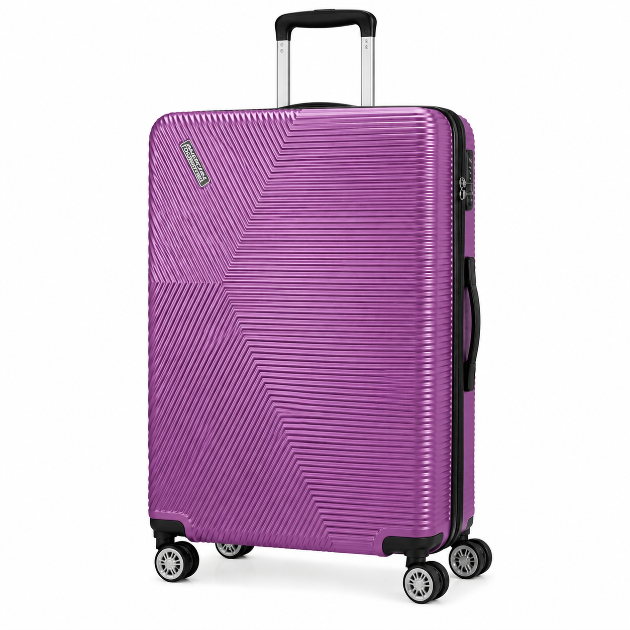 American Tourister Sky Park Spinner Suitcase Featuring A Distinctive Linear Groove Design - Purple