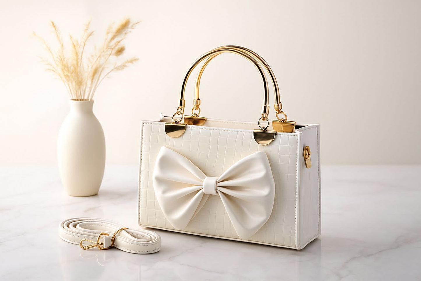 BOW STYLE HIGH QUALITY CROC MATERIAL WITH LONG BELT - HB021-3