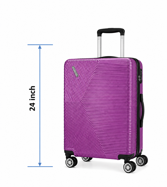 Premium Hard Shell Spinner Travel Suitcase - Purple - 24 Inch (Medium)
