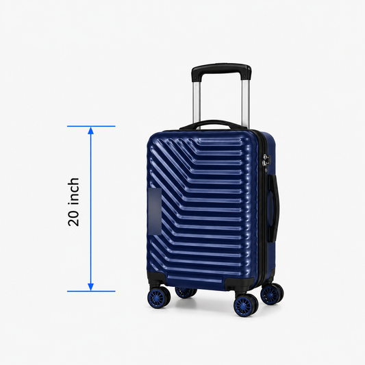 Geometric Hard Shell Spinner Travel Suitcase - Dark Blue - 20 Inch (Small)