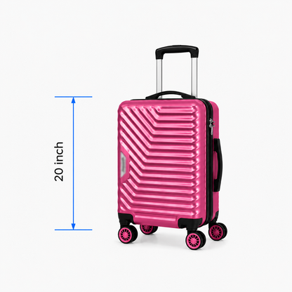 Geometric Hard Shell Spinner Travel Suitcase - Pink - 20 Inch (Small)