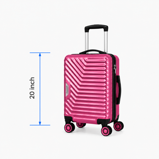 Geometric Hard Shell Spinner Travel Suitcase - Pink - 20 Inch (Small)