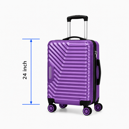 Geometric Hard Shell Spinner Travel Suitcase - Purple - 24 Inch (Medium)