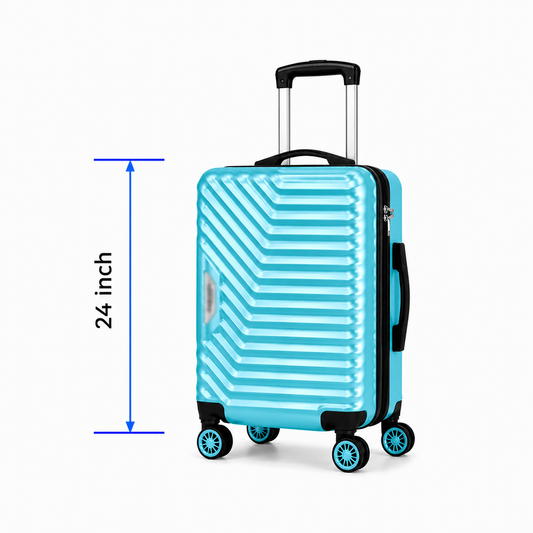 Geometric Hard Shell Spinner Travel Suitcase - Light Blue - 24 Inch (Medium)
