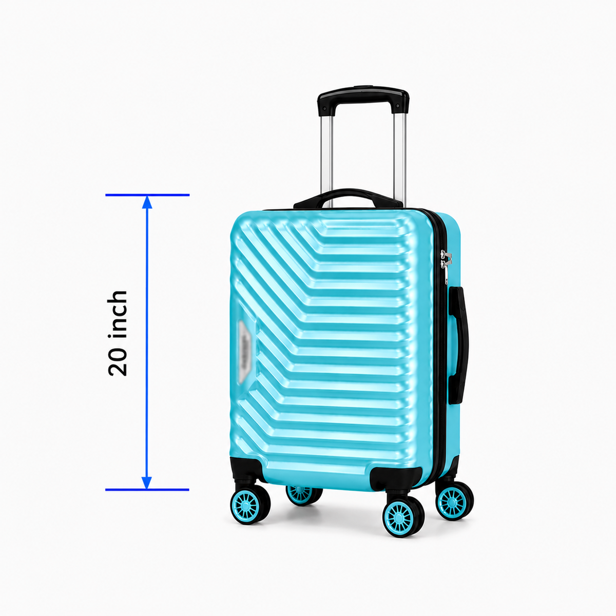 Geometric Hard Shell Spinner Travel Suitcase - Light Blue - 20 Inch (Small)